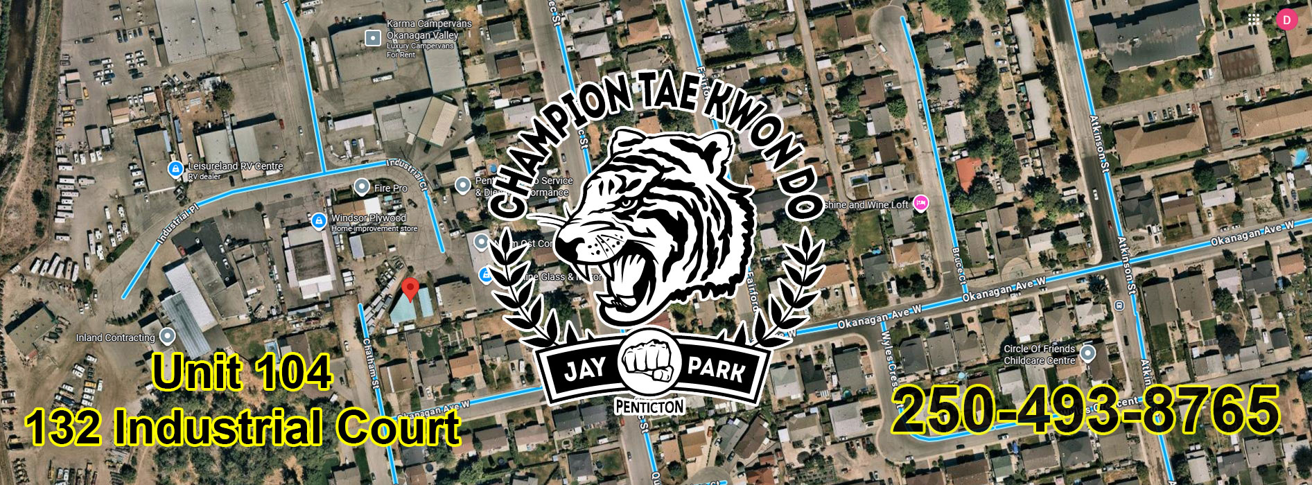 Champion Tae Kwon Do is located at Unit 104, 132 Industrial Court, Penticton, BC
